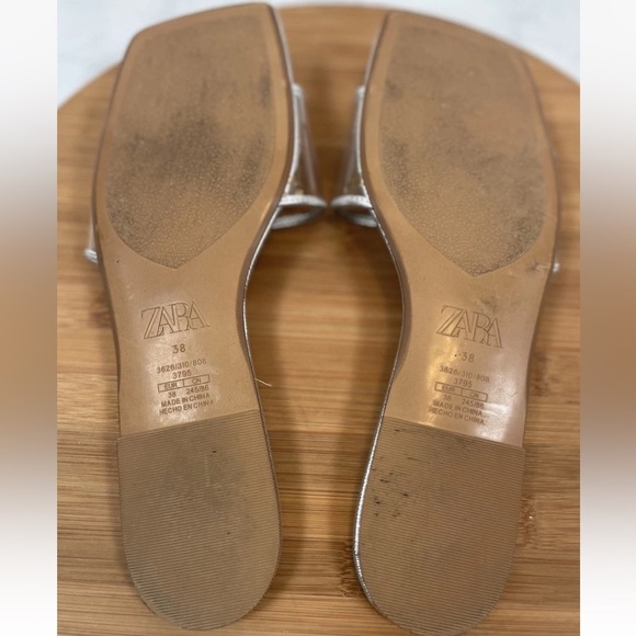 ZARA VINYL SLIDE SANDALS Silver Clear Strap Size US 7.5 EUR 38 Slip On 3626/310 - Picture 10 of 13